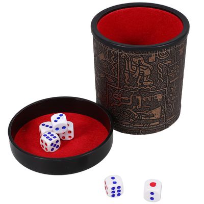 Beaupretty Silent PU Leather Dice Cup with Dice and Base Professional Shaker for Bar Party Game Night Compact Travel-Friendly Table Game Prop for Indoor Outdoor Use