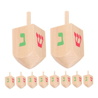 MERRYHAPY 10 Pcs Wooden Spinning Tops for Natural Wood Gyro Childsafe Material Hanukkah Decorations Dreidels Plaything for Boys Party Supplies