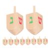 MERRYHAPY 10 Pcs Wooden Spinning Tops for Natural Wood Gyro Childsafe Material Hanukkah Decorations Dreidels Plaything for Boys Party Supplies view 1