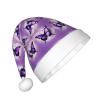 DRTGEDS Purple Butterfly Print Printing 14.2 X 11 Inch Santa Hat Christmas Winter Holiday Party Headwear Accessories Supplies view 2