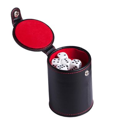 Beaupretty Dice Cup with Double-Layer PU Cover Includes Dice Shaker Cup Portable Game Accessory for Table Games, Bar Entertainment Family Gatherings