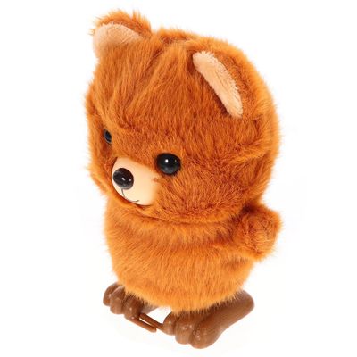 CVUTOVO Wind-up Animal Bear for Jumping Clockwork Plaything Compact Plush Simulation Fun Garden Decoration Enhances Hand Skills and Intelligence