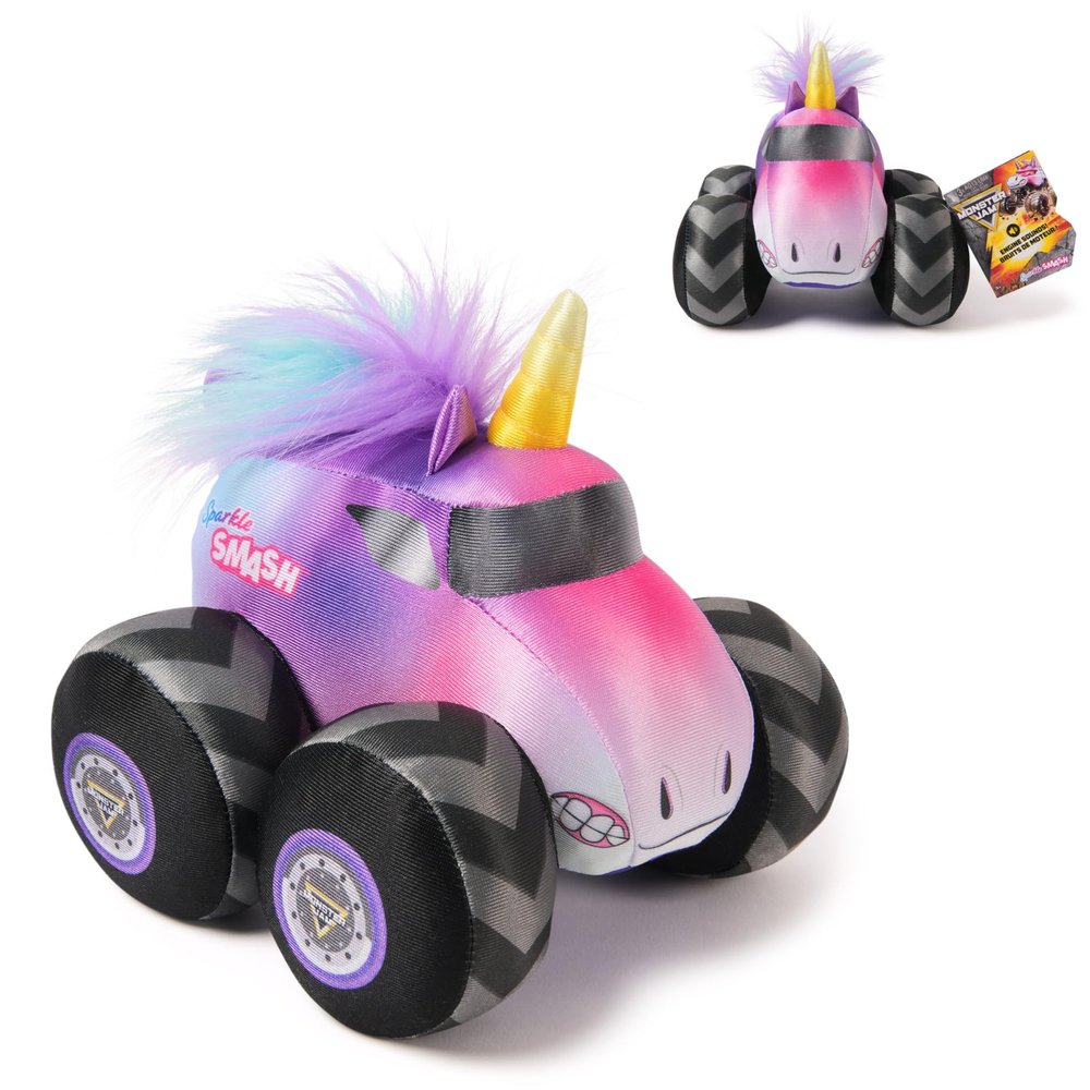 Monster Jam Official 7-inch Plush Truck with Engine Sounds Sparkle Smash