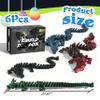 Cybermaker 6PCS 12 Black 3D Printed Dragon Set, Articulated Dragon Figures, Flexible Fidget Toys, Desk Toys & Dark Fantasy Decor, Dragon Gifts, Collectibles & Party Favors for Teens and Adults view 2