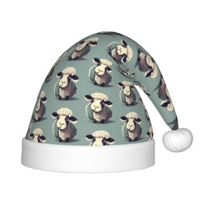 DRTGEDS Lamb Printing 14.2 X 11 Inch Santa Hat Christmas Winter Holiday Party Headwear Accessories Supplies