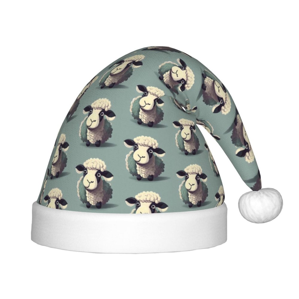 DRTGEDS Lamb Printing 14.2 X 11 Inch Santa Hat Christmas Winter Holiday Party Headwear Accessories Supplies