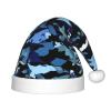 DRTGEDS Blue Camouflage Print Printing 14.2 X 11 Inch Santa Hat Christmas Winter Holiday Party Headwear Accessories Supplies view 1