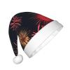 DRTGEDS Beautiful Fireworks Printing 14.2 X 11 Inch Santa Hat Christmas Winter Holiday Party Headwear Accessories Supplies view 2