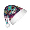 DRTGEDS Sugar Skulls Printing 14.2 X 11 Inch Santa Hat Christmas Winter Holiday Party Headwear Accessories Supplies view 2