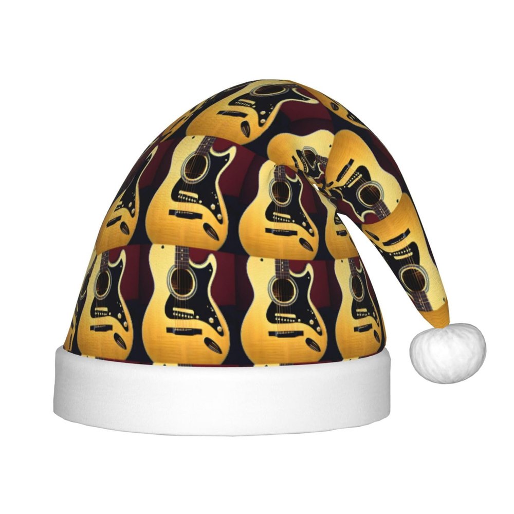 DRTGEDS Note Guitar Printing 14.2 X 11 Inch Santa Hat Christmas Winter Holiday Party Headwear Accessories Supplies