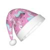 DRTGEDS Many Unicorns Pink Printing 14.2 X 11 Inch Santa Hat Christmas Winter Holiday Party Headwear Accessories Supplies view 2