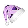 DRTGEDS Fashional Purple Hearts Printing 14.2 X 11 Inch Santa Hat Christmas Winter Holiday Party Headwear Accessories Supplies view 2