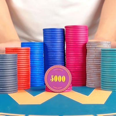 HOLSM-III Top Ceramic Piece Poker Chips Set with Elegant Case, Professional Poker Chips for Ideal for Home Poker, Board Games, Math Counting (500 Piece, Large)