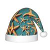 DRTGEDS Beach Starfish Printing 14.2 X 11 Inch Santa Hat Christmas Winter Holiday Party Headwear Accessories Supplies view 1