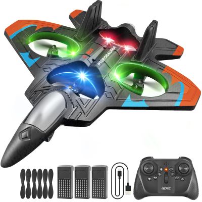 4DRC V32 Foam Remote Control Airplanes with 3 Batteries, RC Planes for Kids Adults 8-16, RC Airplane Fighter Jet with Light, 360 Flip Fighter Jet Toys, Stunt Roll, Airplane Toy Gifts for Kids Boys