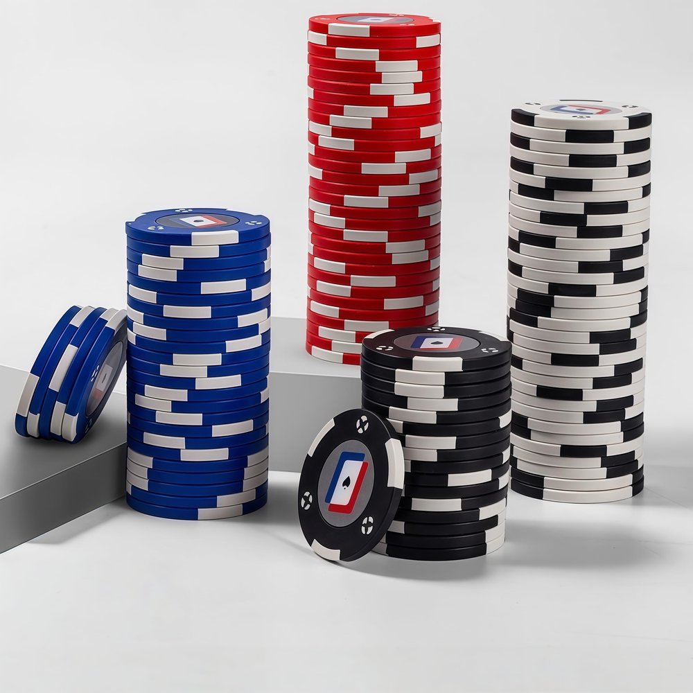 HOLSM-III Top Clay 500 Piece Poker Chips Set with Elegant Case, Professional Poker Chips for Ideal for Home Poker, Board Games, Math Counting (500 Piece, No face Value)