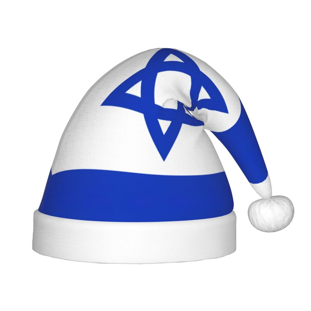 DRTGEDS Israeli Flag Printing 14.2 X 11 Inch Santa Hat Christmas Winter Holiday Party Headwear Accessories Supplies