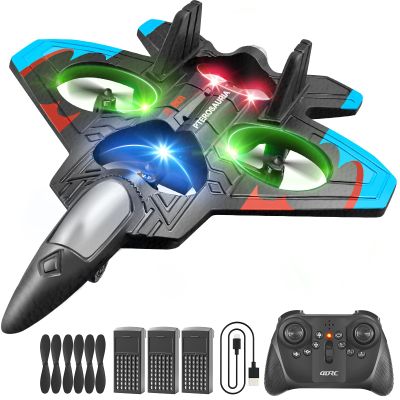 4DRC V32 Foam Remote Control Airplanes with 3 Batteries, RC Planes for Kids Adults 8-16, RC Airplane Fighter Jet with Light, 360 Flip Fighter Jet Toys, Stunt Roll, Airplane Toy Gifts for Kids Boys