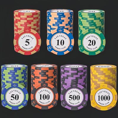 HOLSM-III Top Clay 500 Piece Poker Chips Set with Elegant Case, Professional Poker Chips for Ideal for Home Poker, Board Games, Math Counting (300 Piece)