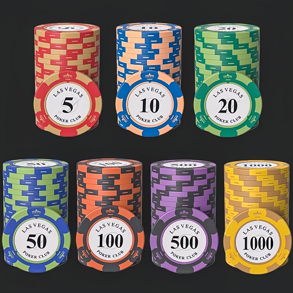 HOLSM-III Top Clay 500 Piece Poker Chips Set with Elegant Case, Professional Poker Chips for Ideal for Home Poker, Board Games, Math Counting (300 Piece)