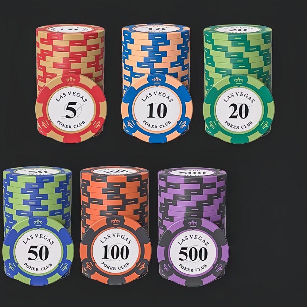 HOLSM-III Top Clay 500 Piece Poker Chips Set with Elegant Case, Professional Poker Chips for Ideal for Home Poker, Board Games, Math Counting (200 Piece)