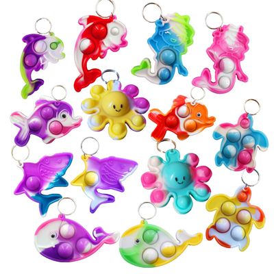 20 pcs Bulk Sea Animal Pop It Keychain Silicone Stress Fidget Kid Gifts