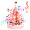 2025 Christmas Crystal Tree Building Blocks Set, Pink Music Box with Lights, Holiday Home Decoration, Idea Gifts for Adult and Teens (675 pcs) view 1