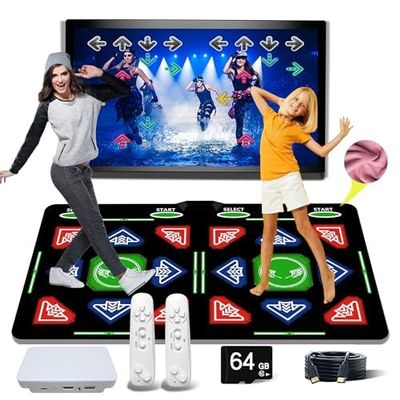 OZLET HDMI Dance Mat with 64GB Storage,1000Games,885Songs & 81MTV Videos,Flannel Double Dance Pad for Kids and Adults,Supports Dance,Yoga,Aerobics,Running,Sports & Puzzle Games, for Boys & Girls