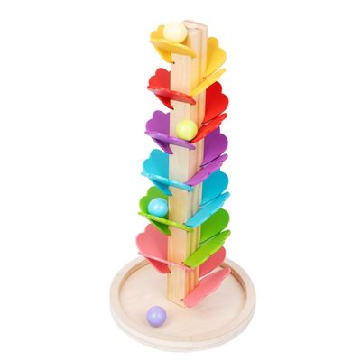 Wooden Leaves Bocce Tree Baby Ball Track Ins Rainbow Building Block Music Tree Children Early Education Educational Toys Wood Leaf Rolling Ball Game Slide Car Assembly Color Cogncition