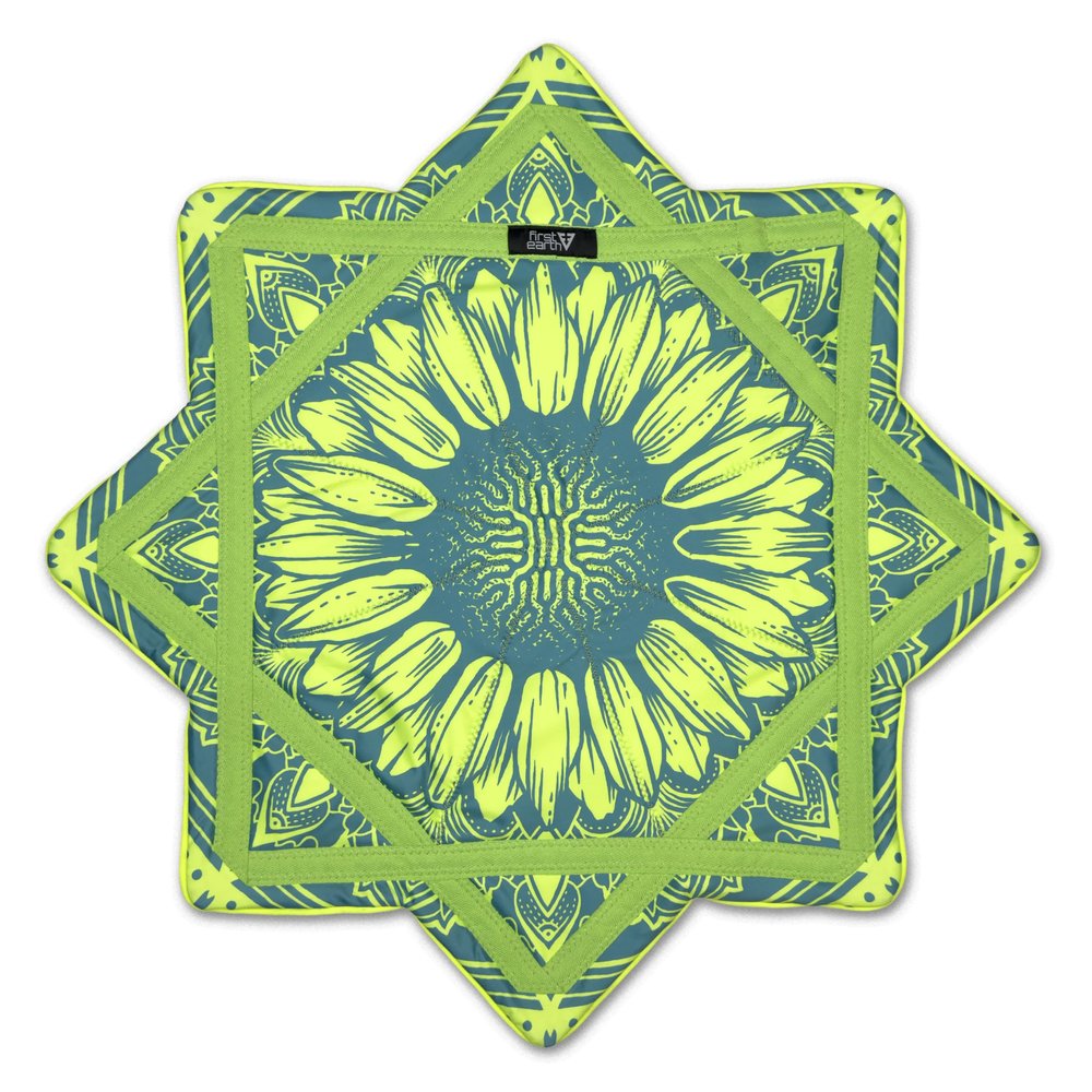 First Earth Flow Star - Dapo Star - UV Reactive - 25" - Beginner to Expert Flow Toy - Spinning Rave Prop (Sunflower of Life)