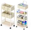 2In1 Baby Diaper Caddy & 3-Tier Rolling Cart, Diaper Caddy Organizer Carts with Dividers, Mobile Metal Utility Cart for Nursery Essentials, Detachable Bedside Cart, Large Capacity, White view 1