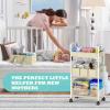 2In1 Baby Diaper Caddy & 3-Tier Rolling Cart, Diaper Caddy Organizer Carts with Dividers, Mobile Metal Utility Cart for Nursery Essentials, Detachable Bedside Cart, Large Capacity, White view 4
