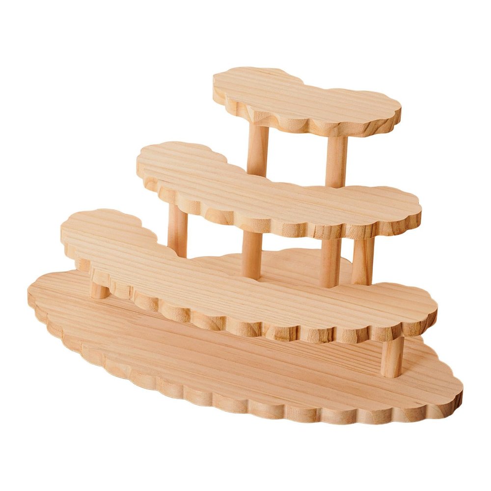 KiBcsLic Figures Display Stand Collectibles Shelf Trendy Creative Perfume Organizer Wood Display Riser for Jewelry Figurines Bedroom, 4 Tier