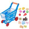 Aqur2020 Kids Shopping Cart Set, Simulated Supermarket Trolley Educational Play Food Toys for Toddler Role Playing Activities (Blue) view 1