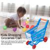 Aqur2020 Kids Shopping Cart Set, Simulated Supermarket Trolley Educational Play Food Toys for Toddler Role Playing Activities (Blue) view 3