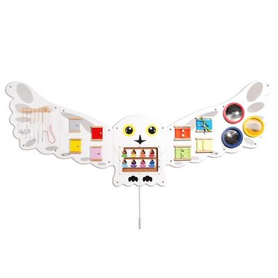 LLTCMAOYI Montessori White Owl Wall Game Busy Board, Early Sensory Development