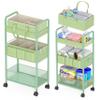 2in1 Baby Diaper Caddy Organizer Cart, 3-Tier Rolling Cart, Metal Diaper Caddy Carts, Bedside Carts for Nursery Essentials Storage, Detachable Dividers, Large Capacity, Green view 1