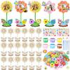 24 Sets Spring Wooden Crafts Bulk Flower DIY Picture Frame Kit Unfinished Solid Wooden Flower Shape Picture Frames Crafts with Gems Stickers Paint Brush for Spring Mother's Day Party(Assorted Styles) view 1