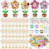 24 Sets Spring Wooden Crafts Bulk Flower DIY Picture Frame Kit Unfinished Solid Wooden Flower Shape Picture Frames Crafts with Gems Stickers Paint Brush for Spring Mother's Day Party(Assorted Styles) view 2