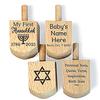 Personalized Wooden Dreidels Baby's First Hanukkah Gift Hanukkah Gifts for Kids Custom Engraving Available with Name and Year view 1