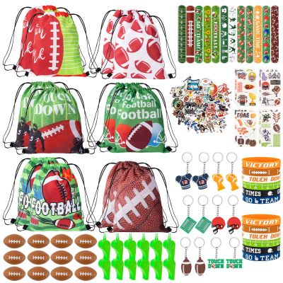 144 Pcs Football Party Favors, Football Goodie Bags with Mini Balls, Wristband, Slap Bracelets, Keychains, Tattoo Stickers, Whistle, Football Stickers for Football Birthday Party Supplies Team Gifts