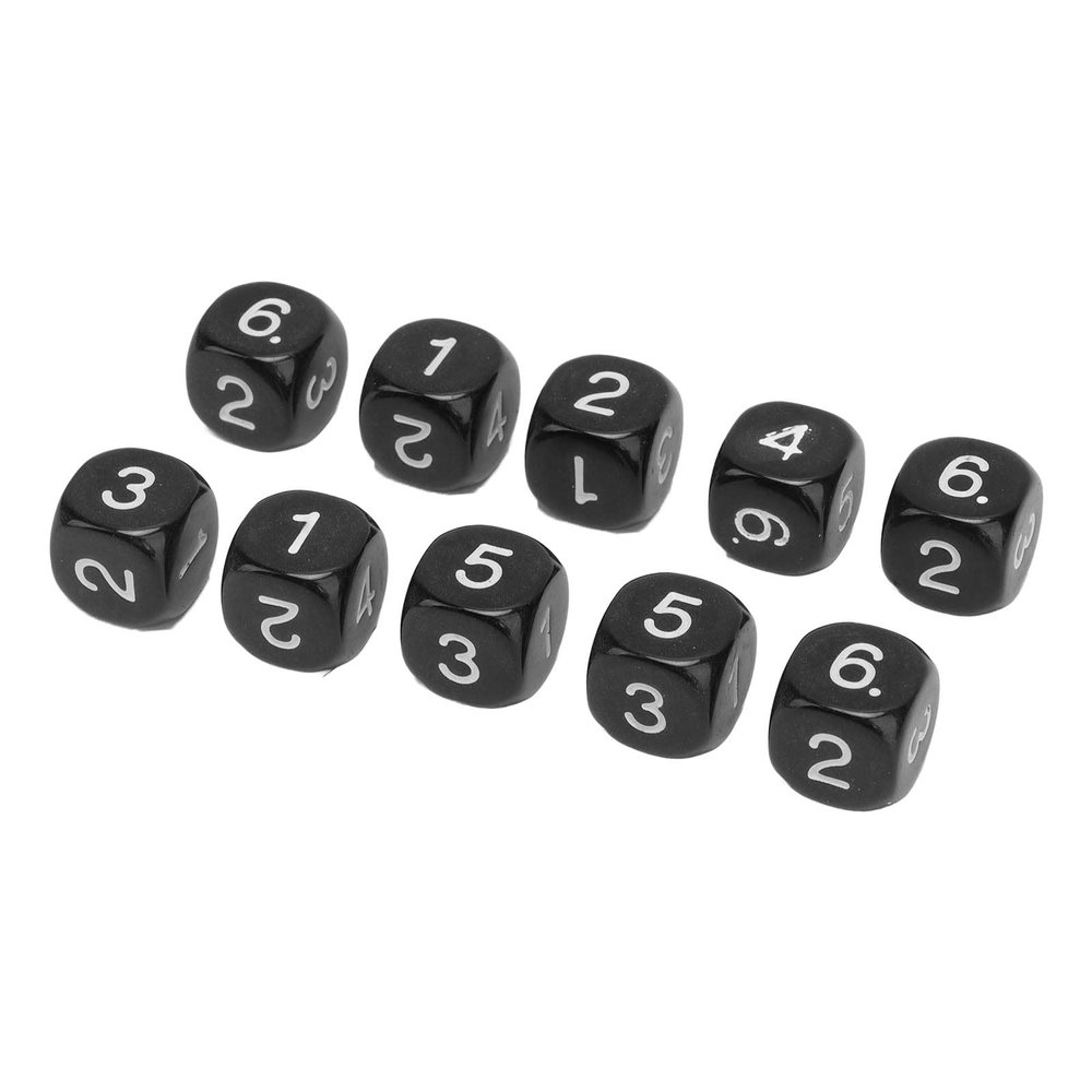 Aumotop Teaching Dice Set, 20 Pieces, 6 Sided Numerical Dice, Small Lightweight Polyhedral for Classroom Learning (Black)