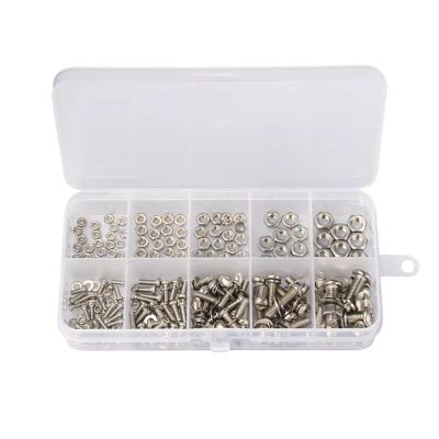 For Bolt 320Pcs Stainless Steel SS304 Screws An Head Screws Nuts Bolts Assortment Kit M2 M2.5 M3 M4 M5 Metic Nut And Assortment RC Car DIY Parts