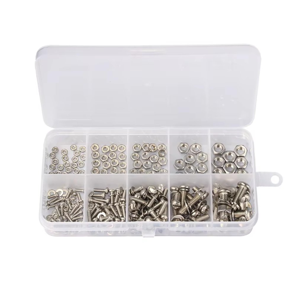 For Bolt 320Pcs Stainless Steel SS304 Screws An Head Screws Nuts Bolts Assortment Kit M2 M2.5 M3 M4 M5 Metic Nut And Assortment RC Car DIY Parts
