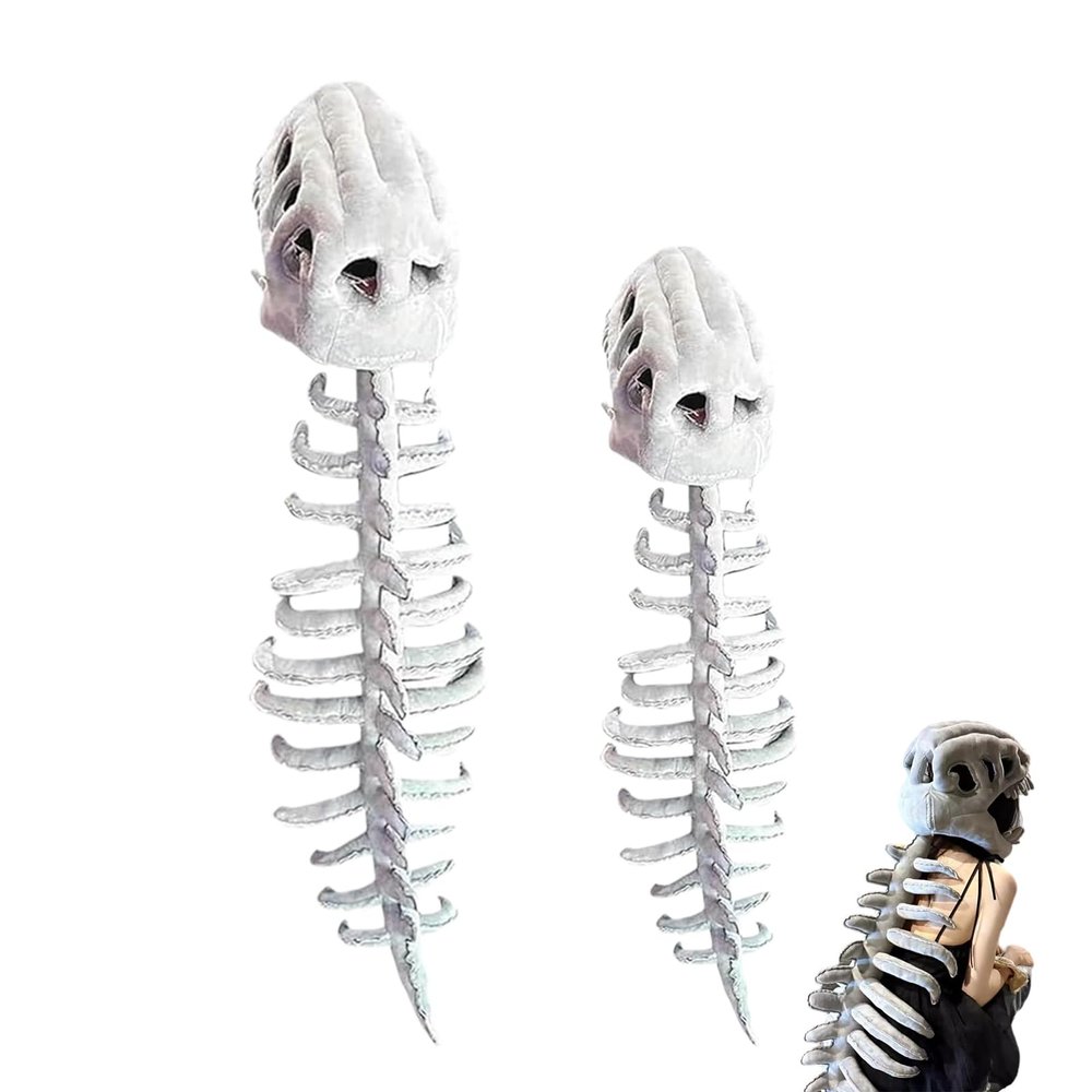 3D Realistic Dinosaur Skeleton Costume, Size 29.7/45.8 inches, Soft Plush Suit, Perfect for Halloween Fun and Parties