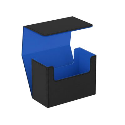 Boltquan Tarot Card Storage Box  PU Leather Deck Organizer with Blue Interior & Magnetic Closure  Holds 4 Tarot Card Cases or 400+ Tarot Cards  Black Exterior  10.514.523.5 cm /4.15.79.3 in