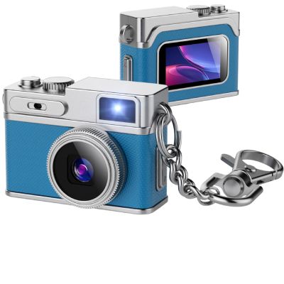 1080P HD Tiny Retro Keychain Digital Camera, with 32GB SD Card & OTG Adapter & Card Reader, 0.96" Screen Vintage Compact Micro Pocket Camera for Travel, Concert, Study Recording - (Blue)