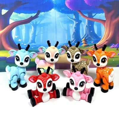 6pcs 3D Printed Christmas Reindeers, Articulated Tiny Animal Figures Fidget Toys, Colorful Christmas Animals, Fidget Toy-ABR001-6x