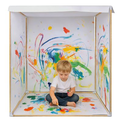 DOLEMODUO Playhouse for Kids - Reusable Wooden Frame Art & Craft Toddler Playhouse, Easy Assemble DIY Creative Doodle House with Paper, Suitable for 3 Age+