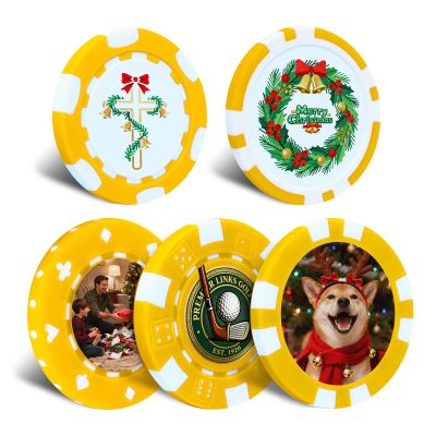 12 Grams Perfessional Customized Clay Poker Chips 30-500 PCS Personalized Casino Chips with Logo & Design 40MM Custom Casino Chips for Christmas Wedding Gifts (B, Yellow)